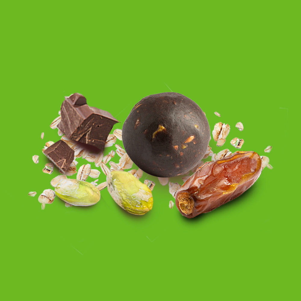 Energy Balls with Pistachio + Dark Chocolate