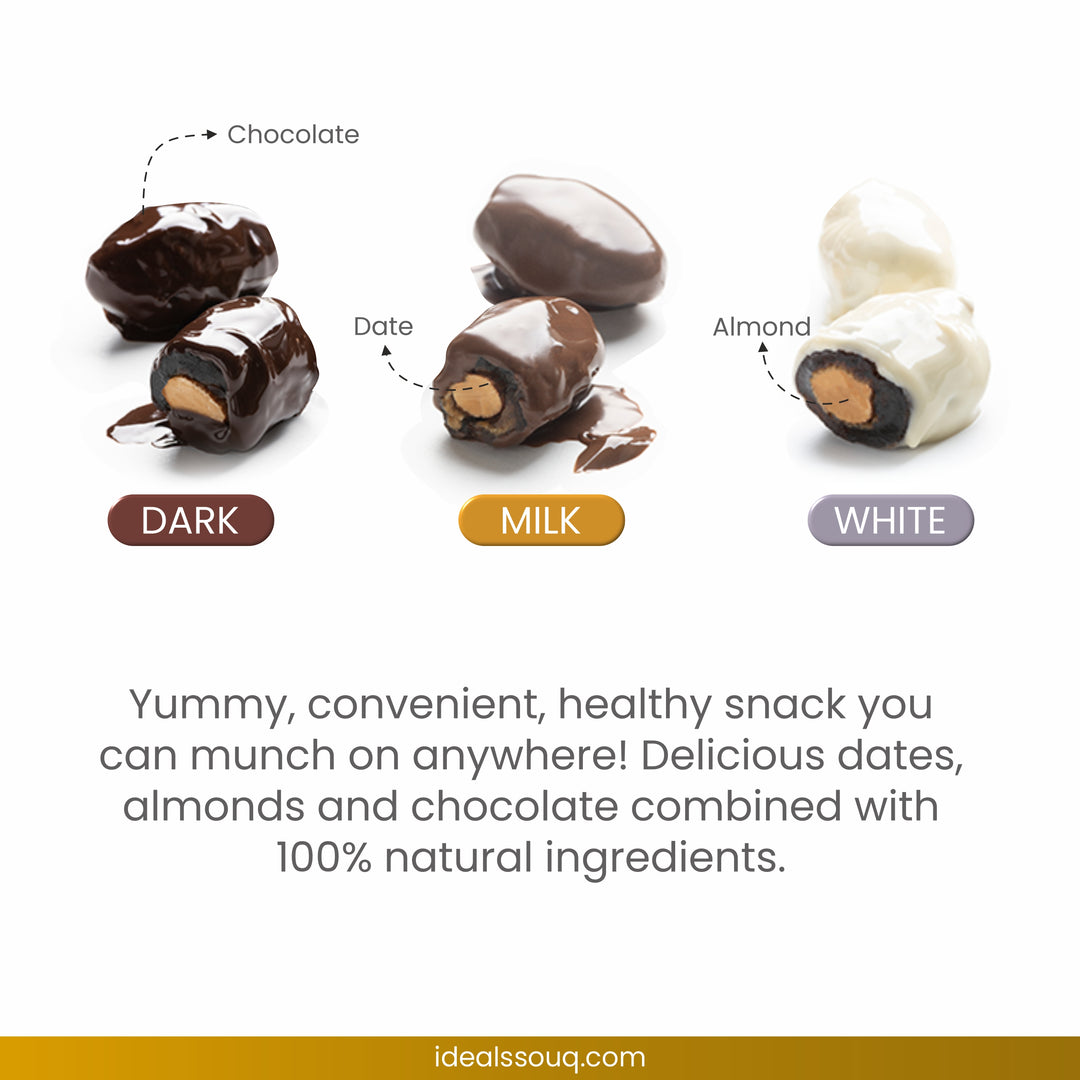 Assorted Chocolate Covered Dates with Almonds