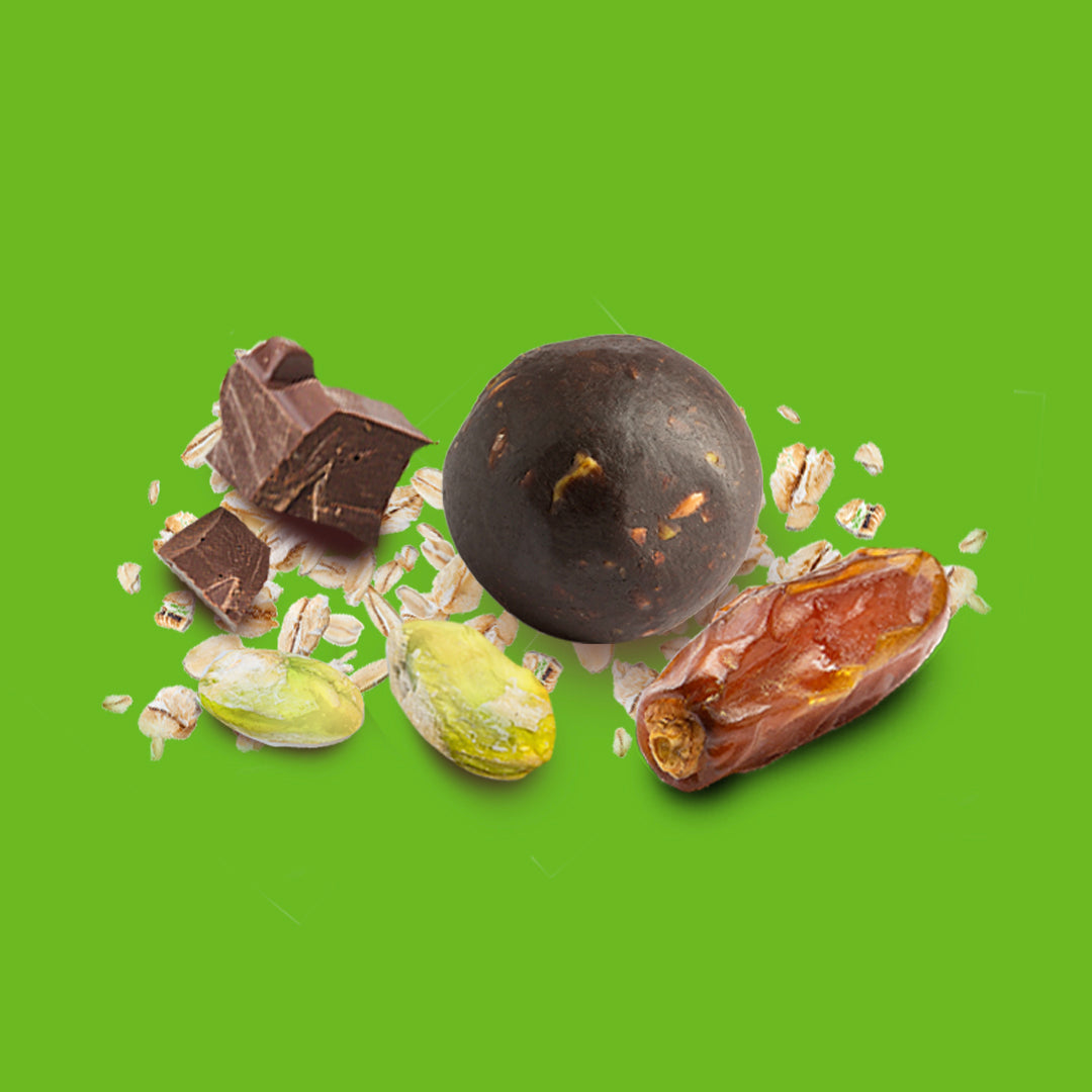 Energy Bites with Pistachio + Dark Chocolate