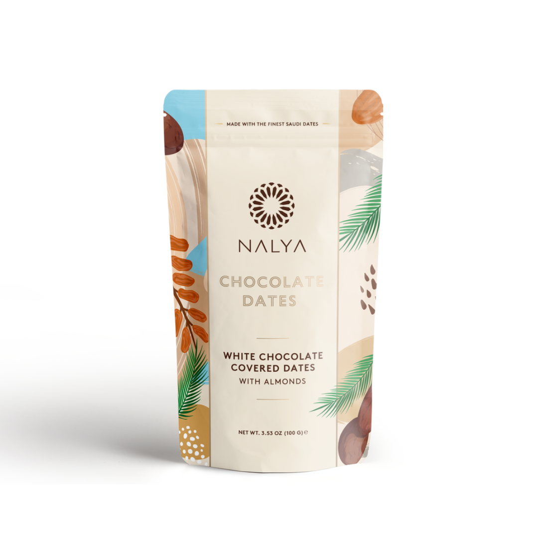 White Chocolate Covered Dates with Almonds | Ideal's Souq