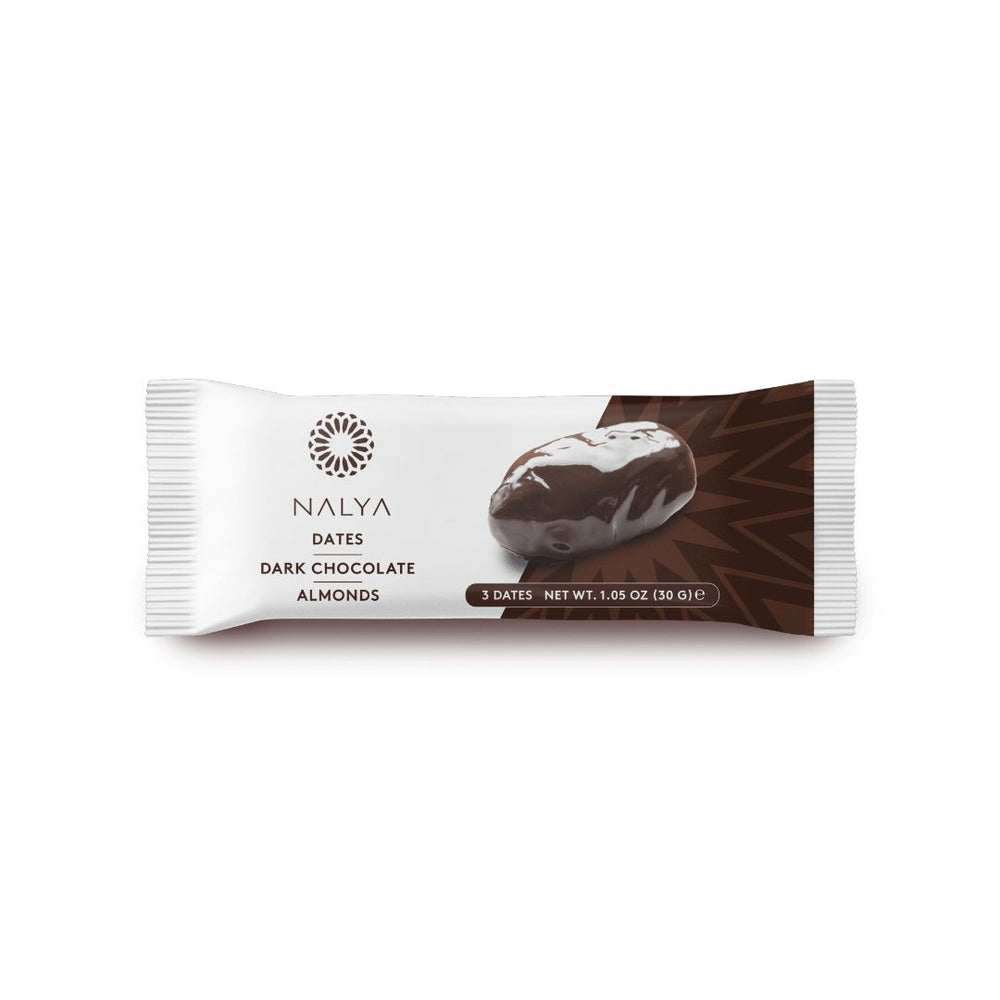 DARK CHOCOLATE COVERED DATES WITH ALMONDS - SNACK PACK
