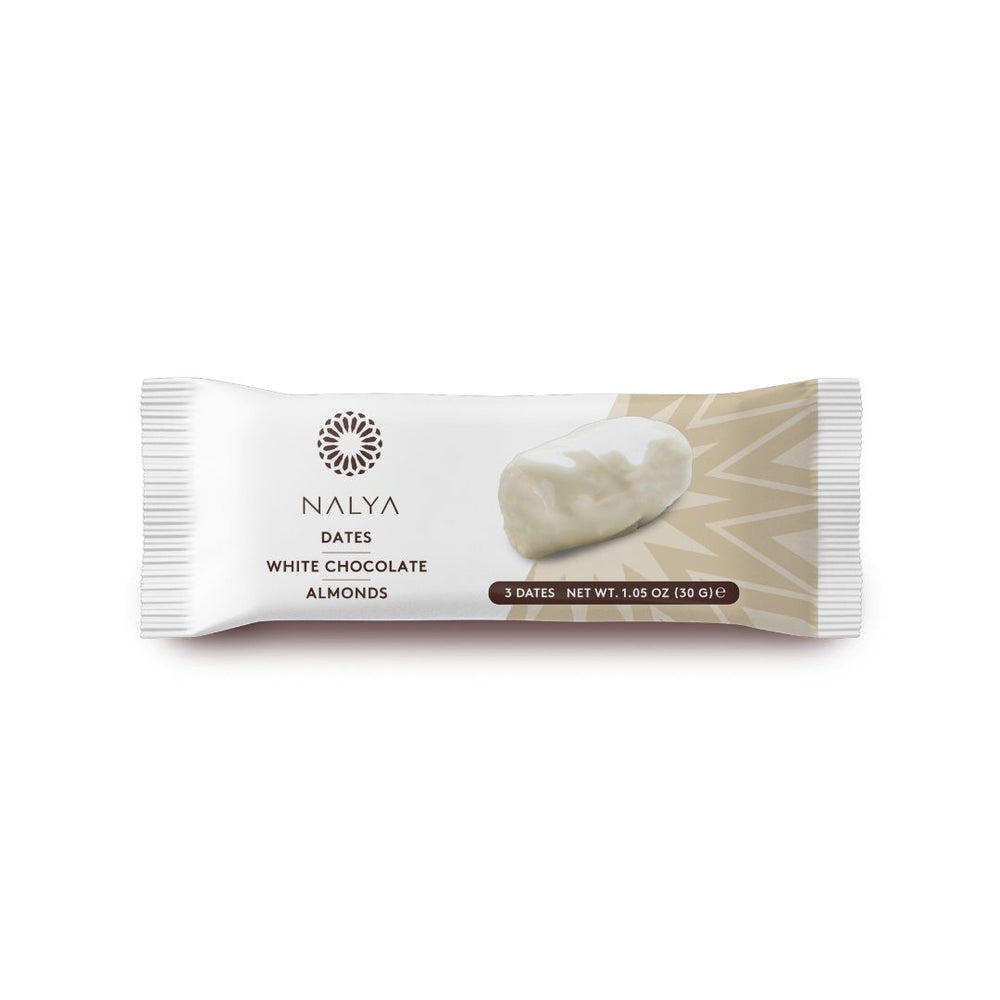 White Chocolate Covered Dates with Almonds - Snack Pack